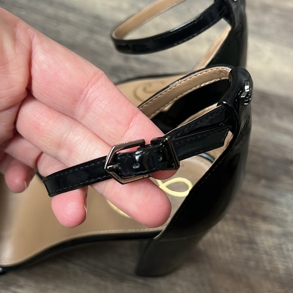 Sam Edelman Women’s Black Patent Leather YARO BLOCK HEEL SANDAL Size 8.5 + - Picture 5 of 9